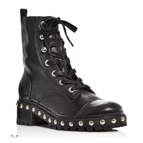 Shultz Andrea leather chunky platform combat boots gothic punk emo studded - Picture 1 of 13